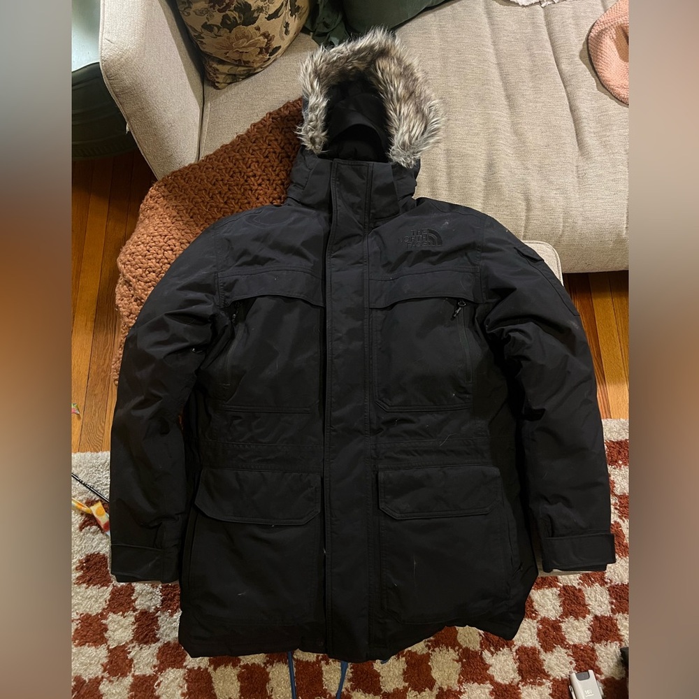 The North Face Men's Black Parka Jacket with Fur Hood